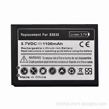 Mobile Phone Battery, Suitable for Samsung S5830 with 1,100mAh High Capacity/Long Standby/Talk Time